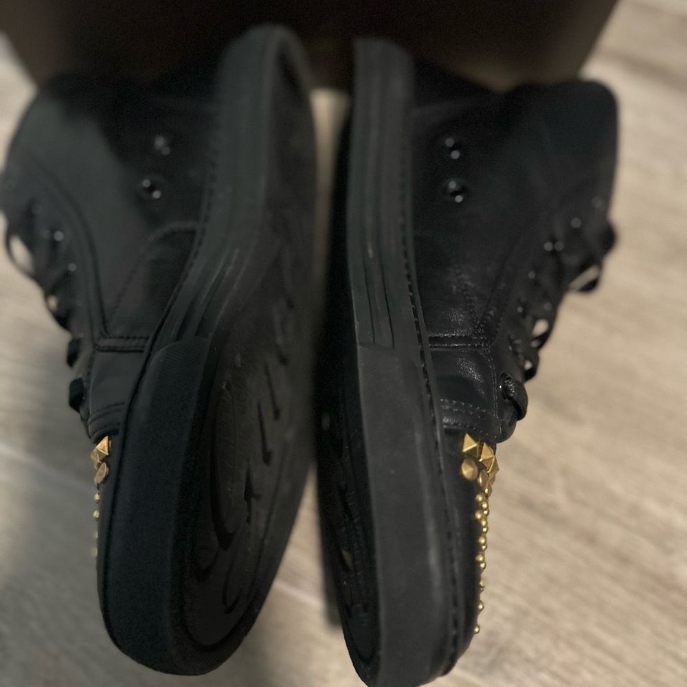 Gucci Black and Gold Studded High-Top Sneakers - Picture 5 of 9